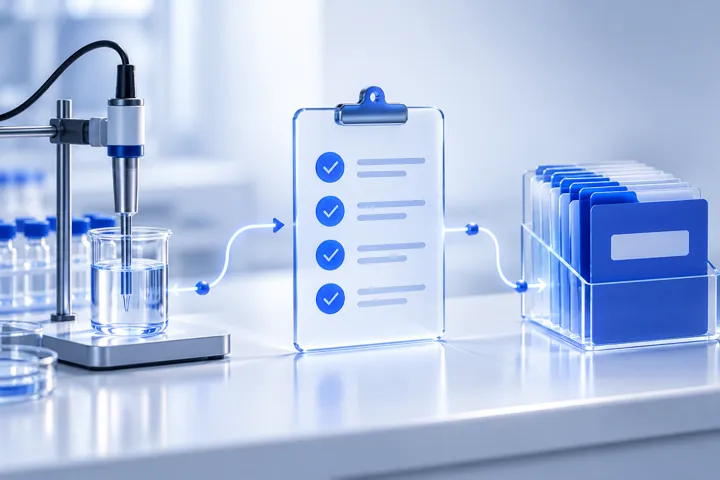 Illustration générée : collecte et exploitation des données en laboratoire.